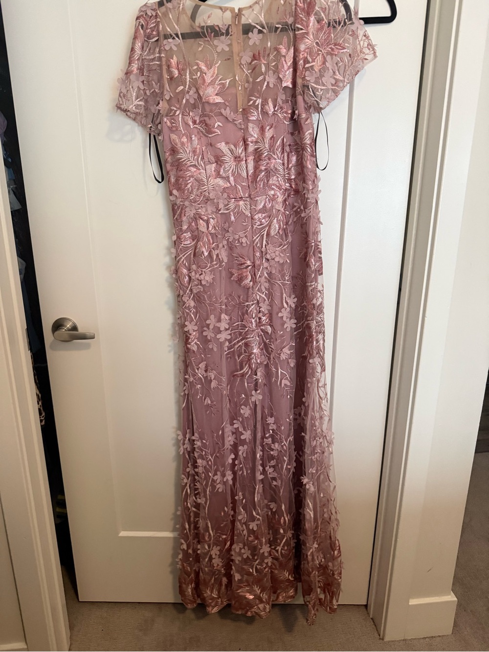 David Meister Embroidered Blush Pink Gown - Picture 2 of 4
